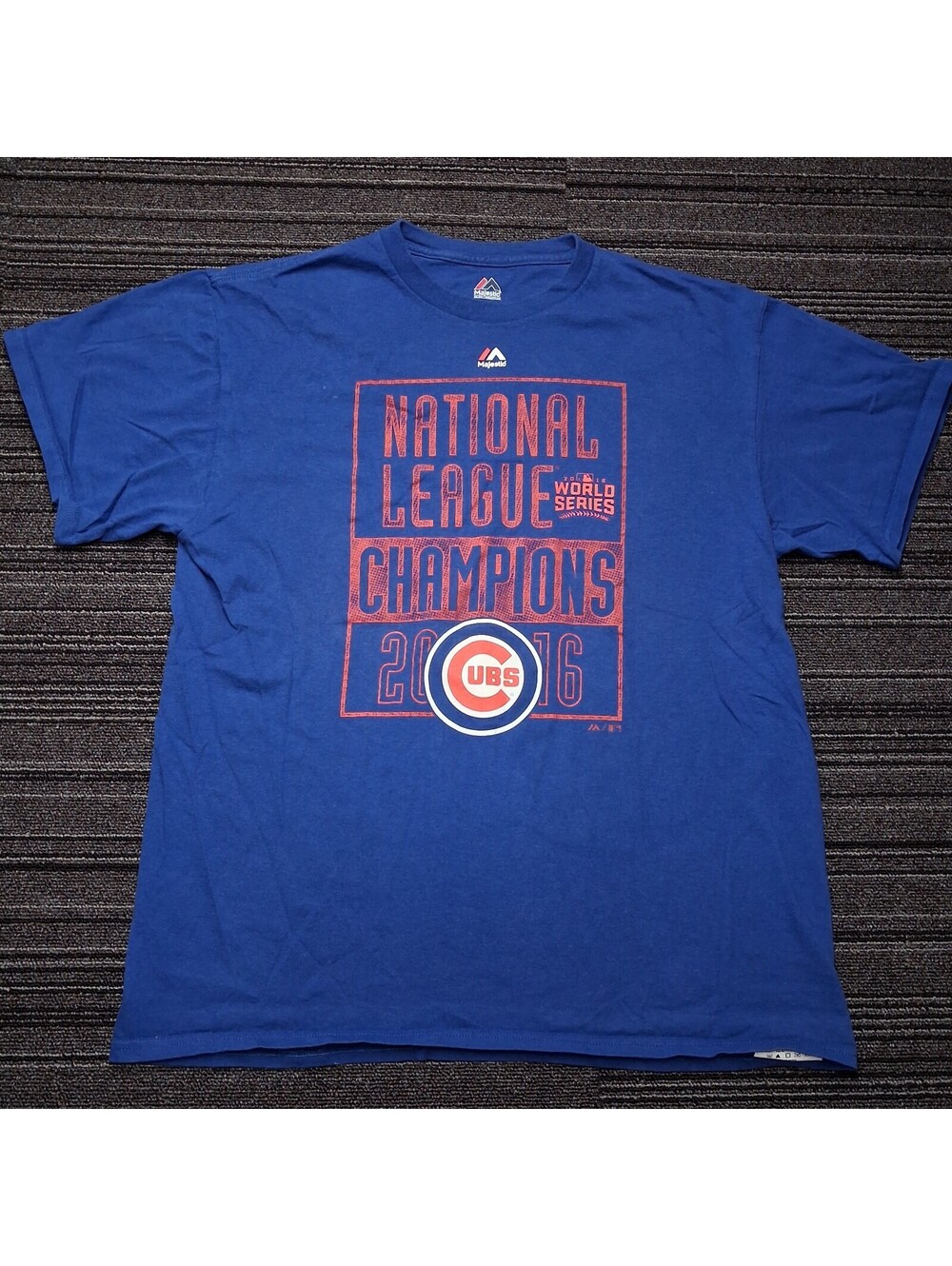 Chicago Cubs 2016 NL Champions T-Shirt Mens Large Blue Majestic MLB Baseball